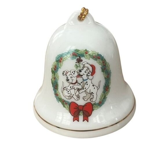 Grolier Disney 101 Dalmatians Christmas Porcelain Bell Ornament 1993 - Picture 1 of 4